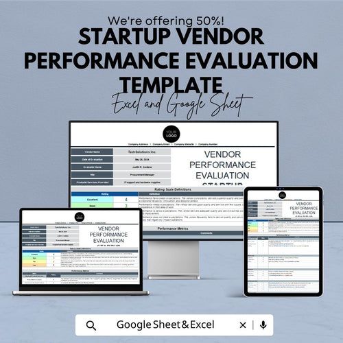 Startup Vendor Performance Evaluation Template | Vendor Rating & Feedback Tracker | Procurement Management Tool