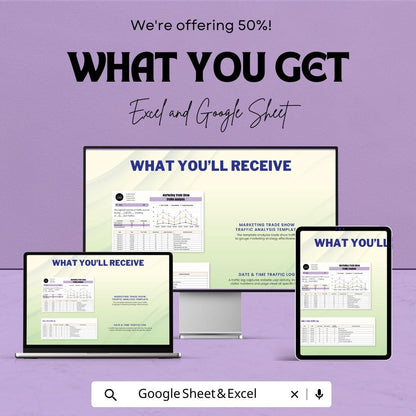 Marketing Trade Show Traffic Analysis Template | Excel and Google Sheets | Booth Foot Traffic Tracker | Lead & Interaction Analysis