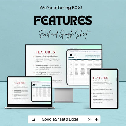 Corporate Compliance Tracker Template, Regulatory Compliance Log, Legal Compliance Spreadsheet, Compliance Management Sheet