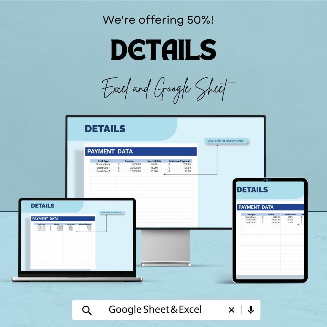 Debt Savings Tracker Template | Excel and Google Sheets Debt and Savings Planner | Loan & Savings Spreadsheet | Personal Finance Organizer