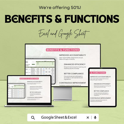 Operations Corrective Action Tracker Template | Excel and Google Sheets | CAPA Tracker | Operations Management & Compliance Tool