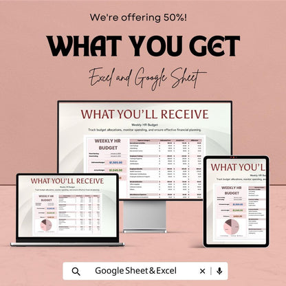 Weekly HR Budget Sheet for Workforce Management | Google Sheet | Track Expenses & Monitor Budget Allocations | Budgeting Tool for HR