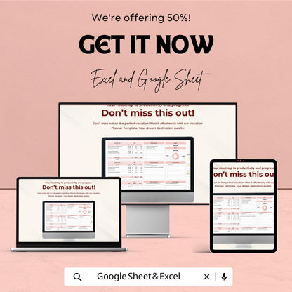 Vacation Planner Sheet | Excel and Google Sheets Template | Budget & Activity Tracker | Vacation Planning Organizer