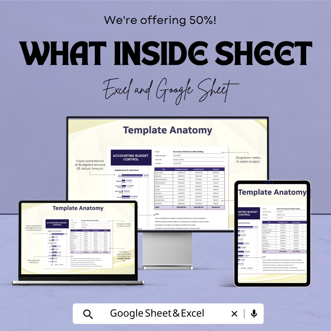 Accounting Budget Control Sheet – Excel and Google Sheet Template for Budgeting, Financial Management & Expense Tracking