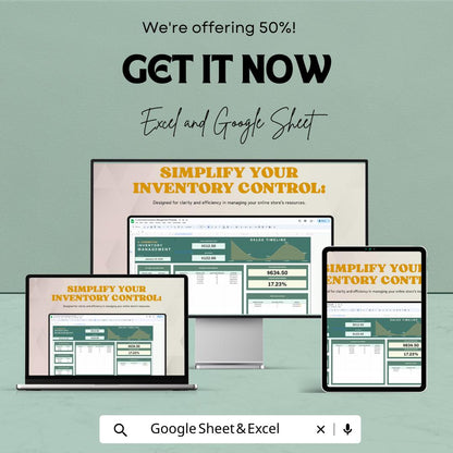 E-commerce Inventory Management Sheet | Excel and Google Sheets Template | Stock Control, Sales Tracking & Reports