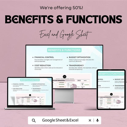Startup Cost Management Template | Excel & Google Sheets | Expense Tracker | Budget Planner | Startup Financial Management Spreadsheet