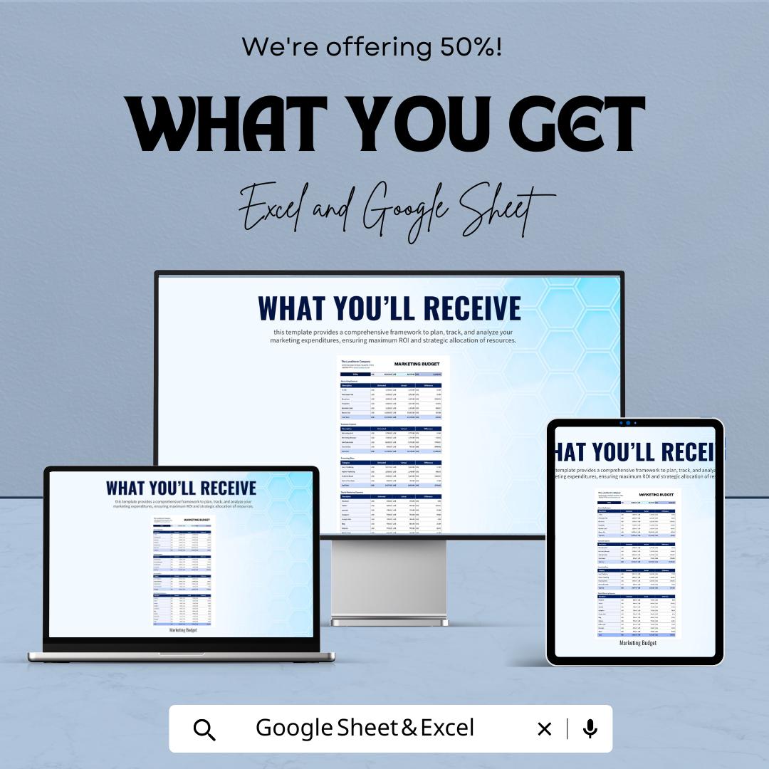 Marketing Budget Template | Excel & Google Sheets | Marketing Expense Tracker | Advertising Budget Planner | Business Budget Spreadsheet |