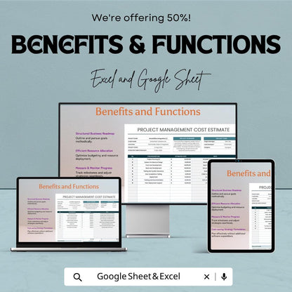 Project Cost Estimate Template | Project Budget Planner Spreadsheet | Cost Estimation Sheet | Excel & Google Sheets | Project Management