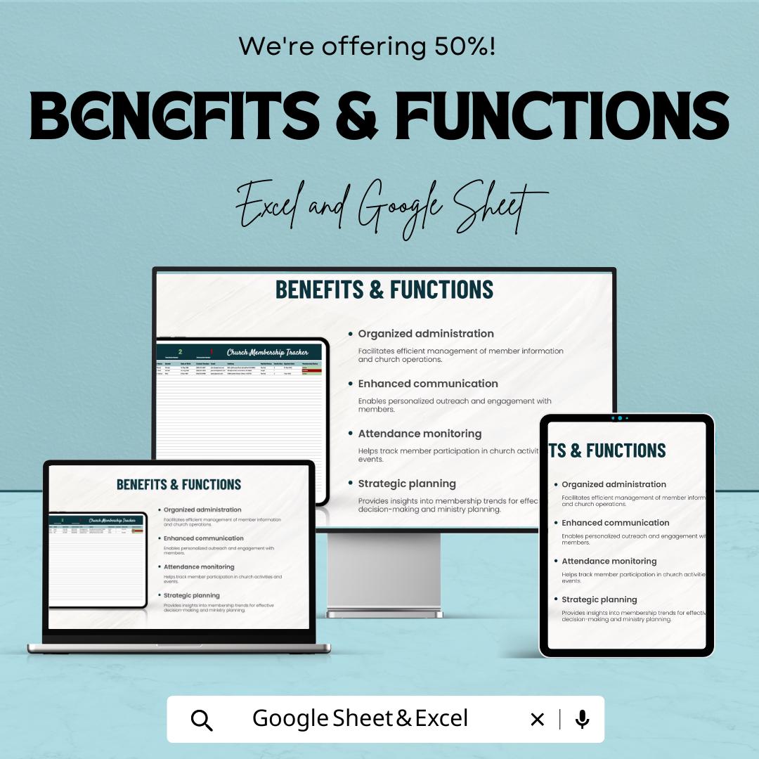 Church Membership Tracker Template, Google Sheets & Excel, Member Directory, Attendance Log, Ministry Admin Spreadsheet