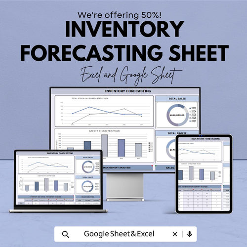 Inventory Forecasting Sheet - Excel & Google Sheet Template for Stock Management, Sales Prediction, Inventory Control