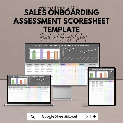 Sales Onboarding Assessment Scoresheet Template | Employee Evaluation Sheet | Sales Training Tracker | Performance Assessment Template Excel