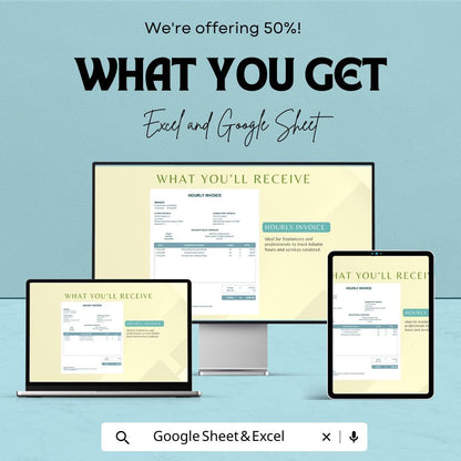 Hourly Invoice Template | Freelance Billing Sheet | Service Invoice Tracker | Editable Consultant Invoice | Business Invoice Format