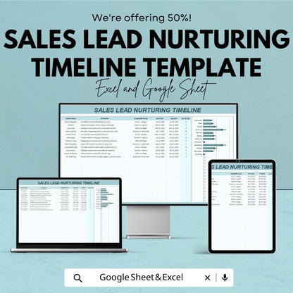 Sales Lead Nurturing Timeline Template | Sales Tracker Spreadsheet | CRM Lead Management Excel | Google Sheet Sales Pipeline | Marketing