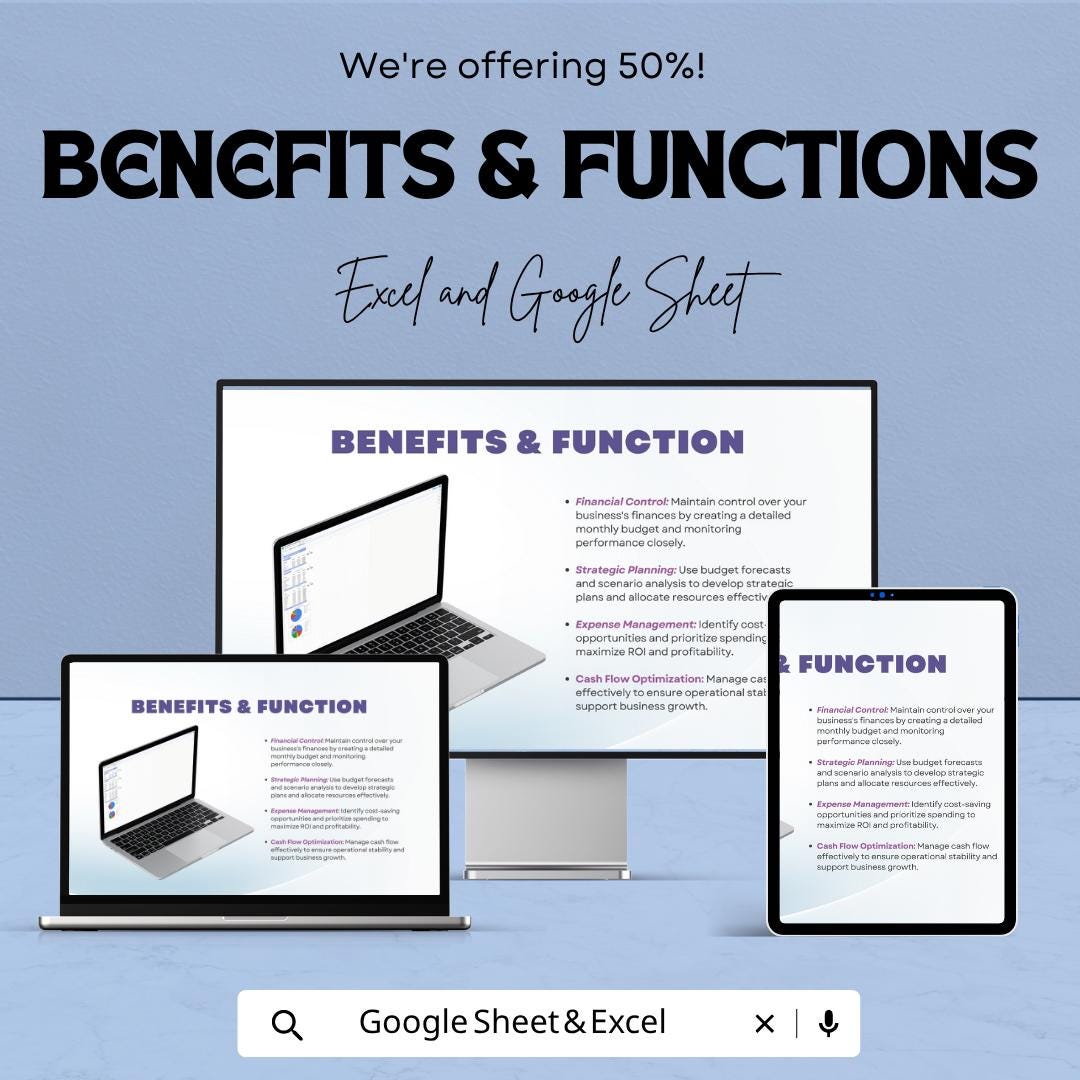 Monthly Business Budget Template | Business Budget Spreadsheet | Monthly Expense Tracker | Financial Planning Template