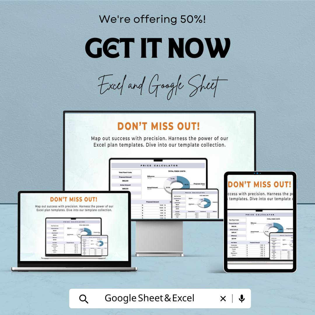Price Calculator Template | Cost Calculator | Pricing Sheet | Product Costing Tool | Budget Calculator | Editable Spreadsheet