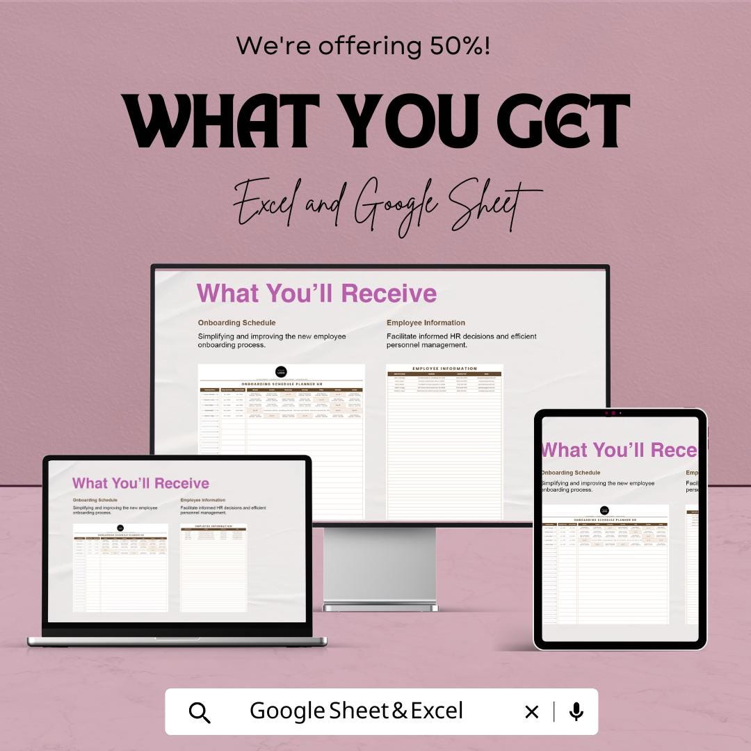 Onboarding Schedule Planner HR - Google Sheet Template - Employee Onboarding Tracker - New Hire Schedule - HR Template for Easy Onboarding