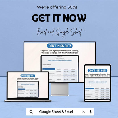 Advertising Agency Worksheet | Google Sheets Project Tracker | Campaign Management Template | Client Task Organizer | Editable Agency Sheet