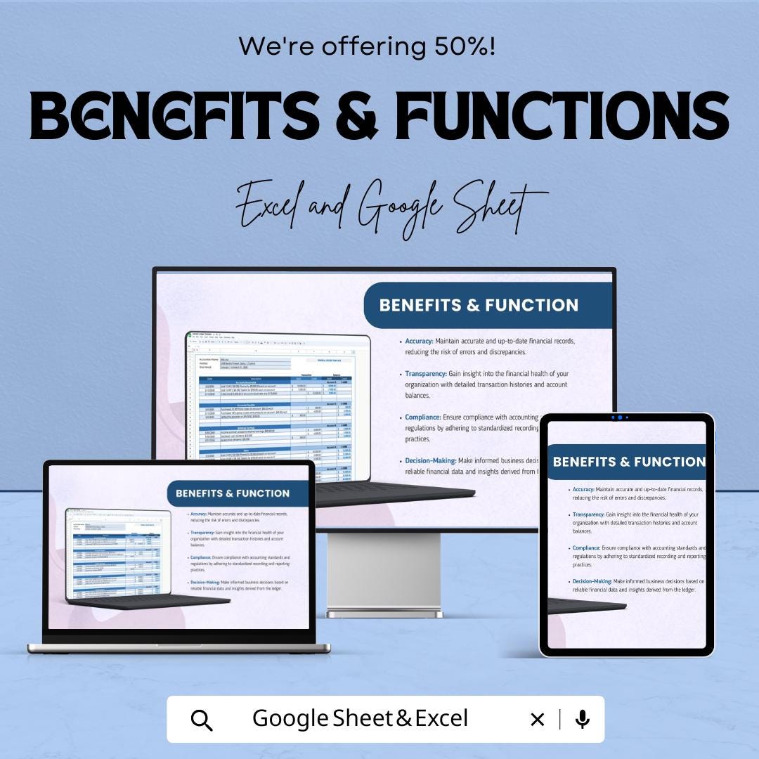 General Ledger Template | Business Finance Tracker | Double Entry Bookkeeping Template | Small Business Accounting