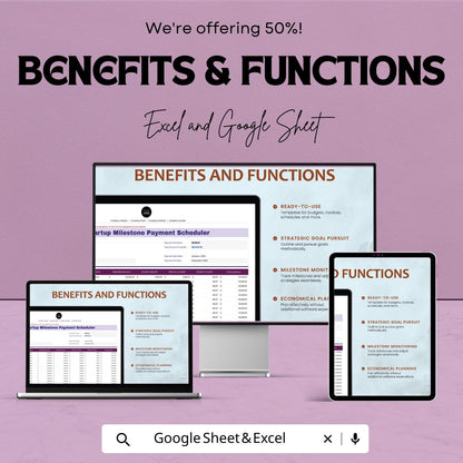 Startup Milestone Payment Scheduler Template | Startup Payment Tracker | Milestone Budget Planner | Business Payment Schedule