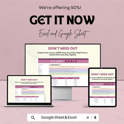 SMART Goals Template | Goal Planner | Action Plan Tracker | Productivity Planner | Personal & Business Goal Setting Tool