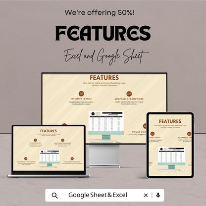 Marketing Logo Version Tracker Template | Brand Asset Management Tool | Excel & Google Sheets Logo Tracking Sheet