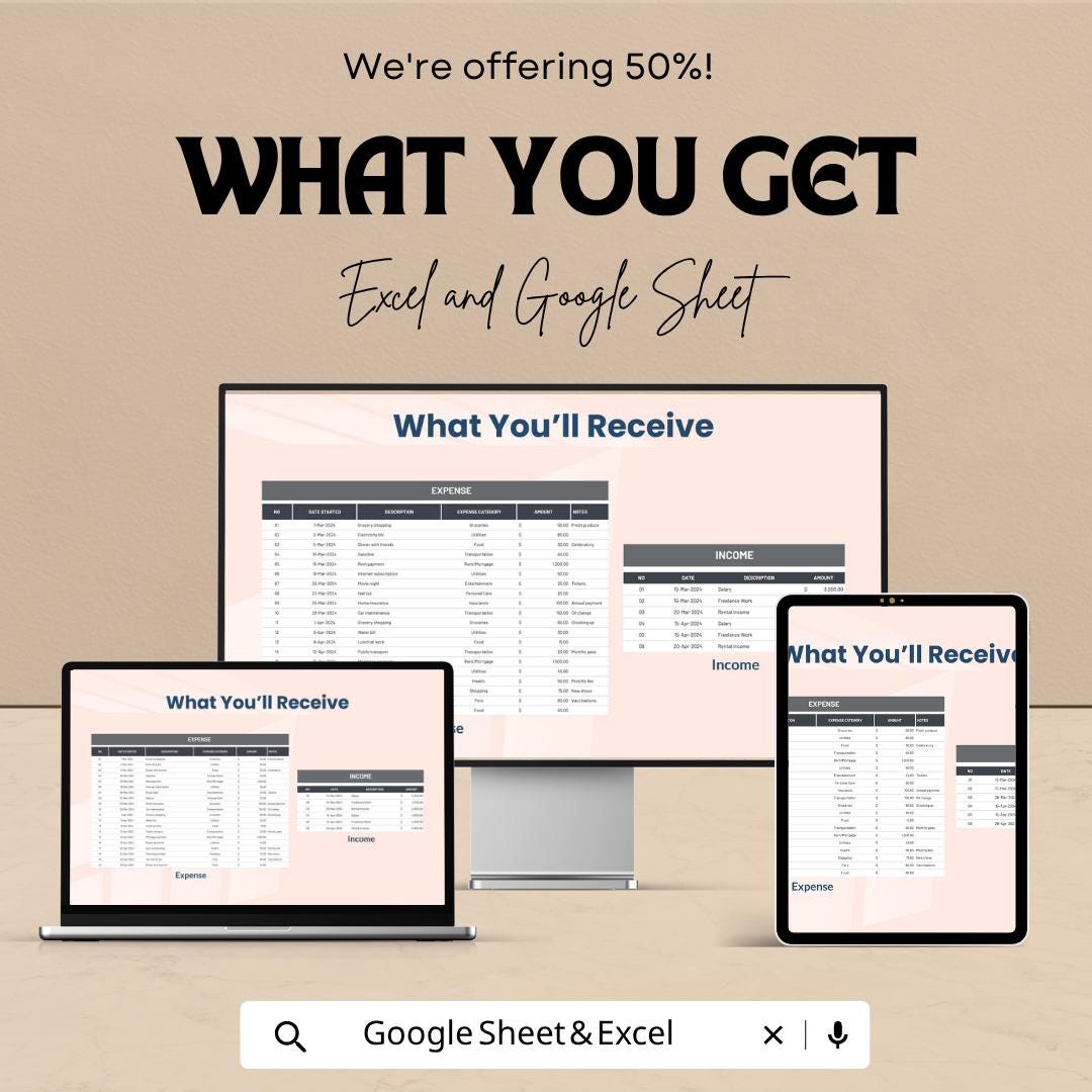 Home Expense Template | Monthly Budget Planner Excel & Google Sheets | Household Expense Tracker | Personal Finance Spreadsheet |