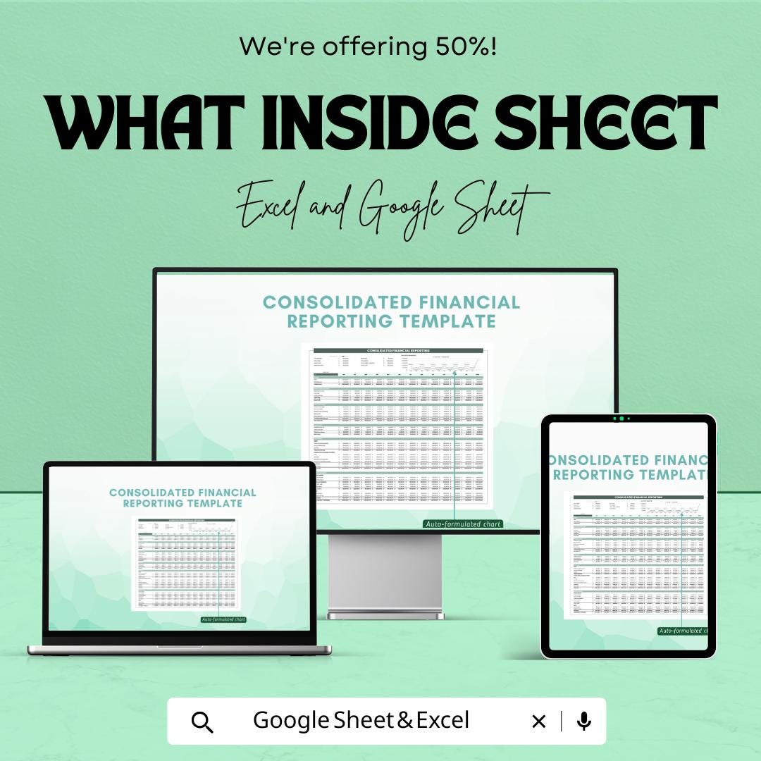 Consolidated Financial Reporting Template | Excel & Google Sheets | Financial Statement Dashboard | Multi-Entity Finance Spreadsheet