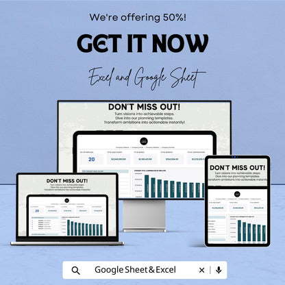Startup Compensation Analysis Tool Template | Startup HR Pay Tracker | Compensation Management Spreadsheet