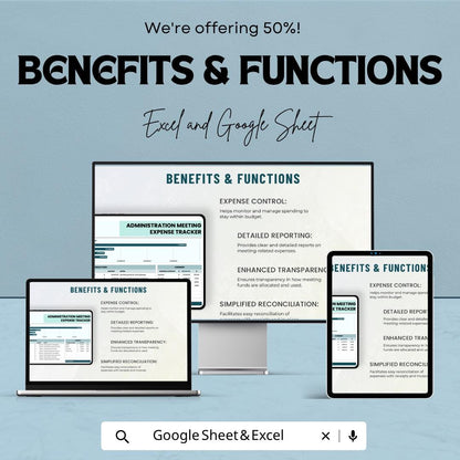 Meeting Expense Tracker | Business Expense Tracker | Budget Planner Spreadsheet | Expense Report Template | Finance Tracker