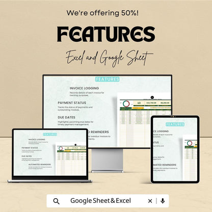 Administration Invoice Tracking Template | Invoice Log for Excel & Google Sheets | Payment Status Tracker | Invoice Management Tool