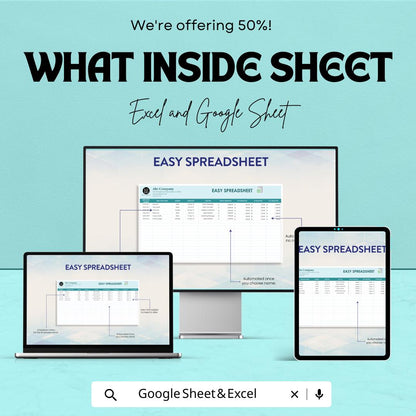 Easy Spreadsheet Template | Excel and Google Sheets | Simple Data Tracker | Business Management Sheet | Editable Budget and Record Template