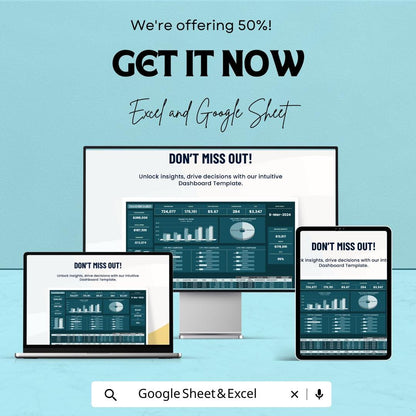 Dashboard Sheet Template | Excel & Google Sheets | Real-Time Data Tracking, Budget Management, Analytics Dashboard