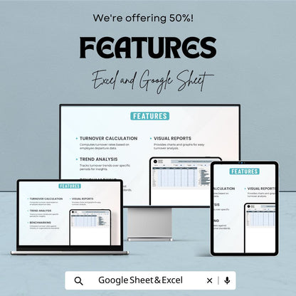 Operations Staff Turnover Rate Calculator Sheet | Employee Turnover Tracker | Excel & Google Sheets Template