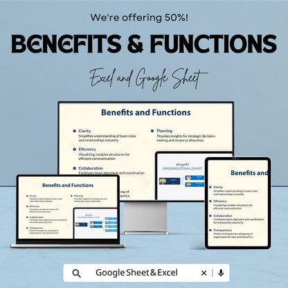 Horizontal Organizational Chart Template | Company Org Chart Spreadsheet | Employee Hierarchy Planner | Excel & Google Sheets Org Structure