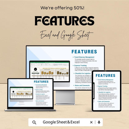 New Employee Travel & Logistics Tracker HR Template | Employee Onboarding Travel Planner | Excel and Google Sheets