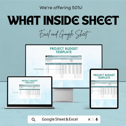 Project Budget Template | Project Cost Tracker | Budget Planner Spreadsheet | Excel & Google Sheets | Project Expense Management