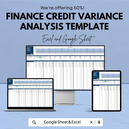 Finance Credit Variance Analysis Template | Credit Variance Tracker | Financial Analysis Spreadsheet | Business Finance Tool