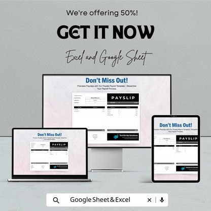 Payslip Payroll Sheet Template – Customizable Excel & Google Sheets for Employee Payslips