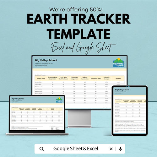 Earth Tracker Template | Teacher Gradebook Spreadsheet | Student Tracker Bundle | Attendance Behavior Lesson Planner