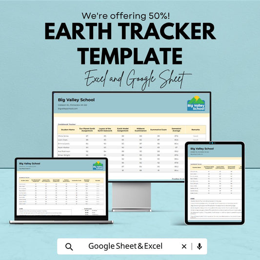 Earth Tracker Template | Teacher Gradebook Spreadsheet | Student Tracker Bundle | Attendance Behavior Lesson Planner