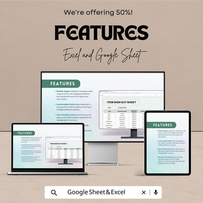Item Sign Out Sheet - Excel and Google Sheet Template for Item Tracking | Borrowers, Return Dates, Condition & More