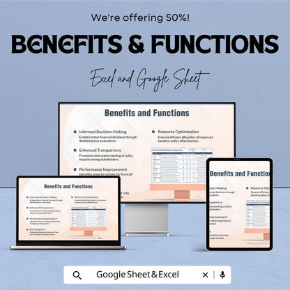Financial Policy Effectiveness Assessment Template | Excel & Google Sheets | Policy Evaluation, Risk Assessment, Compliance Review Tool