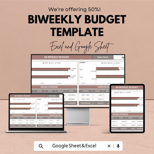 Biweekly Budget Template | Bi Weekly Budget Spreadsheet | Paycheck Budget Planner | Excel & Google Sheets | Income Expense Tracker Sheet