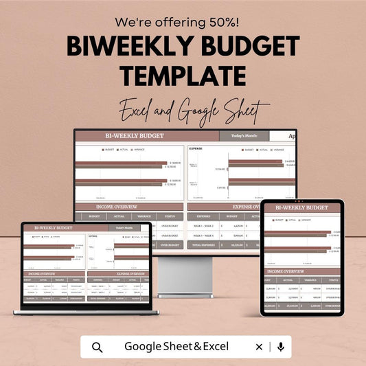 Biweekly Budget Template | Bi Weekly Budget Spreadsheet | Paycheck Budget Planner | Excel & Google Sheets | Income Expense Tracker Sheet
