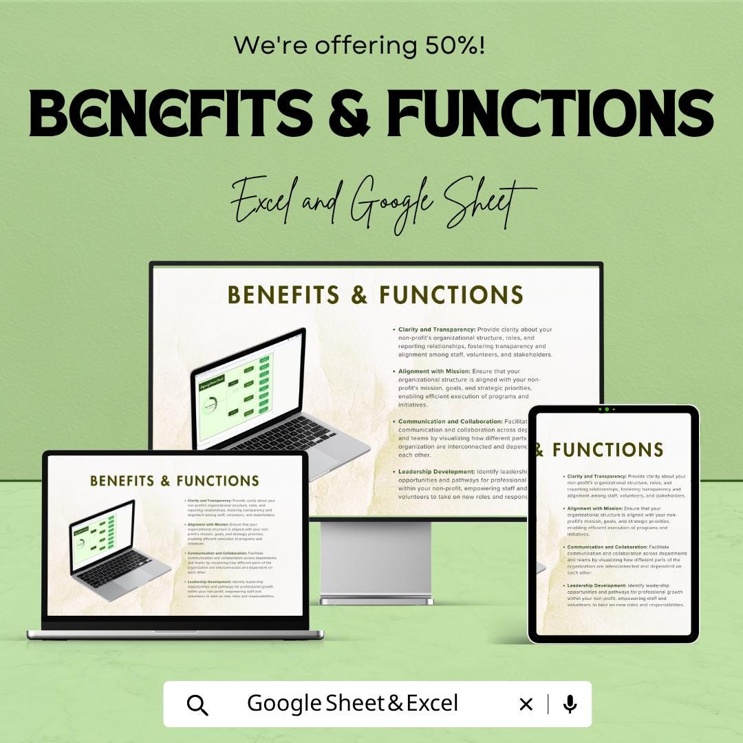 Non-Profit Organizational Chart Template | NGO Org Chart Excel | Nonprofit Structure Chart | Board & Staff Hierarchy | Google Sheets