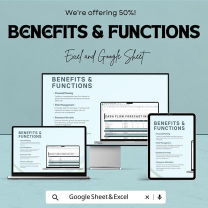 Cash Flow Forecasting Template | Cash Flow Planner | Financial Projection sheet | Business Budget Template | Cash Inflow Outflow Tracker