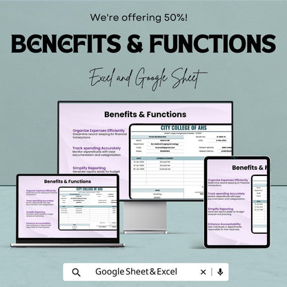 Expense Receipt Sheet | Excel & Google Sheet | Track Expenses, Payments, and Budgets | Customizable Financial Template