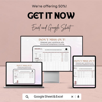 Legal Employee Compliance Training Tracker Template, Corporate Training Log, Law Firm Training Spreadsheet