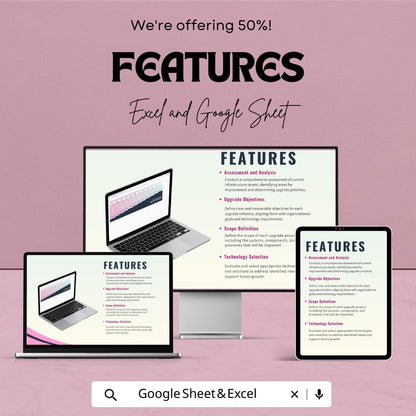 Infrastructure Upgrade Project Roadmap Template Excel | IT Infrastructure Roadmap | Project Planning Timeline | Technology Upgrade Plan