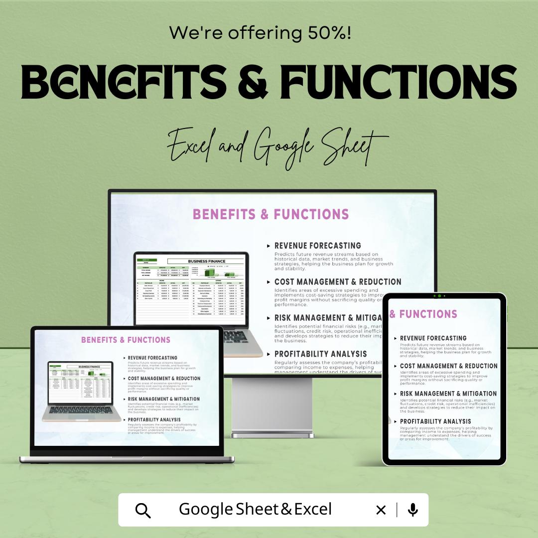 Business Finance Template | Financial Planner | Income and Expense Tracker | Cash Flow & Budgeting Spreadsheet | Business Accounting Tool